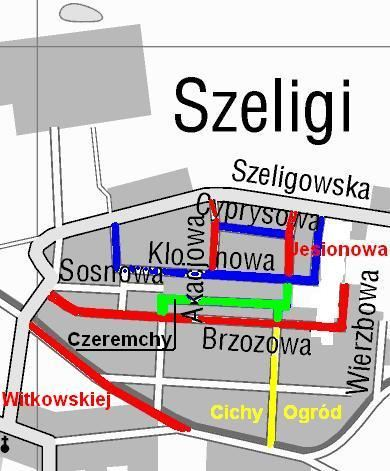 2.6 Szeligi ul. Akacjowa, ul. Brzozowa, droga bez nazwy, ul. Cichy Ogród, ul.