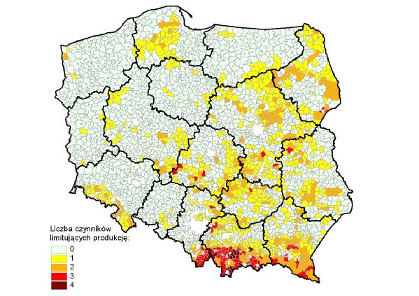 Obszary problemowe rolnictwa i obszary o niekorzystnych warunkach gospodarowania... 17 Rys. 2. Obszary problemowe rolnictwa (OPR) w Polsce Źródło: Jadczyszyn, 2009 (4). si ponad 69% (tab. 5).