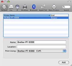 0 Po przywróceniu ekranu Printer List (Lista drukarek)/ Print & Fax (Druk i faks) sprawdź, czy została dodana drukarka PT-9800PCN/ Brother PT-9800PCN i zamknij ekran Printer List (Lista drukarek)/