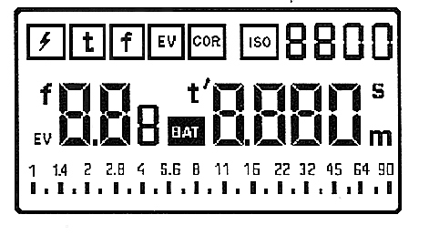 2 Działanie flashmetra Digipro F 2.1 Przygotowanie Bateria 1.5V standardowe ogniwo AA ( dawne R6 ) Kiedy bateria będzie zużyta wyświetli się wskaźnik [ BAT] oznaczający konieczność wymiany baterii.