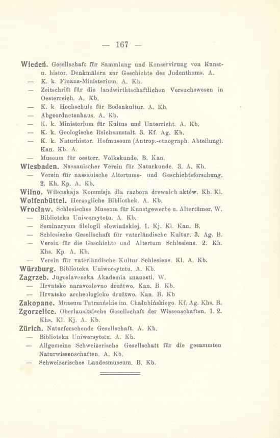 167 -- Wiedeń. Gesełlschaft fur Sammlung und Konservirung von Kunstu. histor. Denknialern zur Geschichte des Judenthums. A. К. k. Finanz-Ministerium. A. Kb.