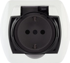 Gniazda bryzgoszczelne Splash proof sockets IP44 16A 250V~ GPB-1z GPB-1zd Gniazdo bryzgoszczelne z uziemieniem (klapka biała) Splash proof socket with earth (white cover) Gniazdo bryzgoszczelne z