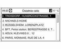 System audio-nawigacyjny 177 Po wprowadzeniu adresu wybrać OK. Zostanie wyświetlone menu Nawigacja.