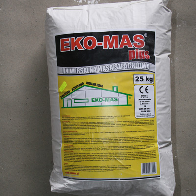 SZPACHLOWA EKO-MAS może być stosowana na podłożach z tynków cementowych, cementowowapiennych, wapiennych, płyt gipsowych, gipsowo- kartonowych, betonu oraz betonu komórkowego.