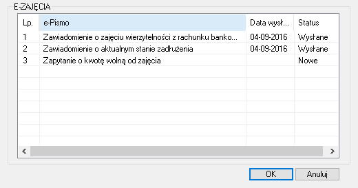 bankowego, tzn. jakie e-pisma zostały wygenerowane, data wysłania oraz status. RYSUNEK 4.