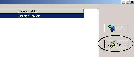 Znając prefix dla makaronów, wpisujemy w pole Kod cyfry 6.3 (to prefix dla makaronów) kropka i np. 0001, czyli kod to 6.3.0001 (gdy będziemy dopisywać kolejny własny makaron, np.