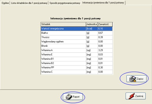 Należy pamiętać, aby zapisać recepturę w tym celu klikamy Zapisz, pojawi się okno Dane zapisane klikamy OK.
