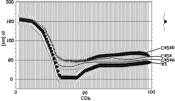 Synthetic section calculated for Main Dolomite model in various sedimentation zones INTERPRETACJA DANYCH MODELOWYCH Wygenerowana sekcja