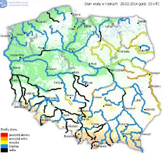 INFORMACJE HYDROLOGICZNO - METEOROLOGICZNE Stan wody na głównych rzekach Polski Prognoza