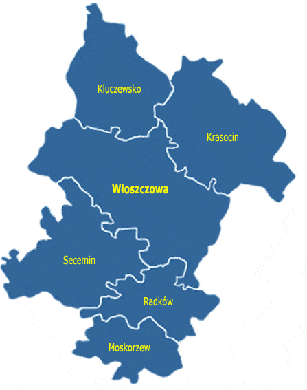 W skład gminy wchodzą sołectwa: Silpia Duża, Gościencin, Kurzelów, Jeżowice, Międzylesie, Danków Duży, Danków Mały, Łachów, Czarnca, Kąty, Kuzki, Motyczno, Wola Wiśniowa, Nieznanowice, Konieczno,