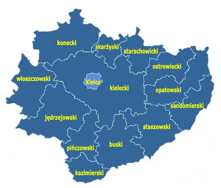 Mapa 1 Gmina Włoszczowa na tle powiatu włoszczowskiego oraz powiat włoszczowski na tle województwa świętokrzyskiego Gmina Włoszczowa Powiat włoszczowski Źródło: Opracowanie własne na podstawie