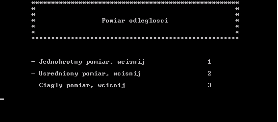 Pomiar pojedynczy Jest to pojedyncza wartość odległości zczytana w momencie włączenia tej opcji. Pomiar uśredniony Jest to pomiar uśredniony z danego czasu podanego przez użytkownika (w sekundach).