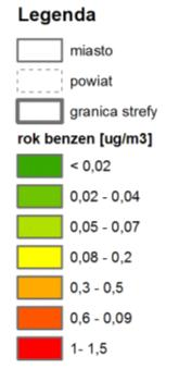 - wyniki modelowania (źródło: [1], [18]) Stan zanieczyszczenia powietrza metalami ciężkimi w pyle PM10 (arsen, kadm, nikiel, ołów) utrzymywał się w regionie na niskim poziomie.