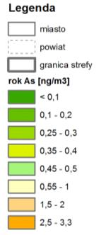 ciężkich na terenie powiatu rzeszowskiego 2014 r. wykazały występowanie wartości w przedziale: arsen: 0,1-1,0 ng/m 3 tj. 2-17% poziomu docelowego (rys. 3.6.