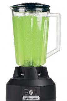 BLENDER BARMAŃSKI HAMILTON BEACH 908 1,25 L, 400 W Pozwala zblendować do 0,5 l drinków w zaledwie 25 sekund Wydajność: do 15 drinków/h 4 wytrzymałe ostrza
