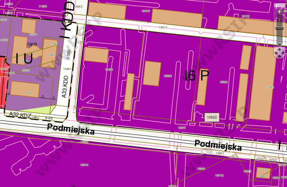 Zgodnie z zapisami planu przedmiotowa nieruchomość położona jest w obszarze oznaczonym symbolem I6 P - tereny działalności produkcyjnych, baz, składów i magazynów utrzymanie funkcji produkcyjnych i