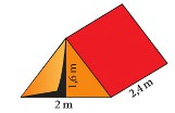 9. Prostopadłościan, którego podstawą jest kwadrat, ma wymiary 6 cm x 6 cm x 4 cm. Jaka jest jego objętość? 10. Oblicz, ile litrów powietrza mieści się w namiocie, którego wymiary podano na rysunku.
