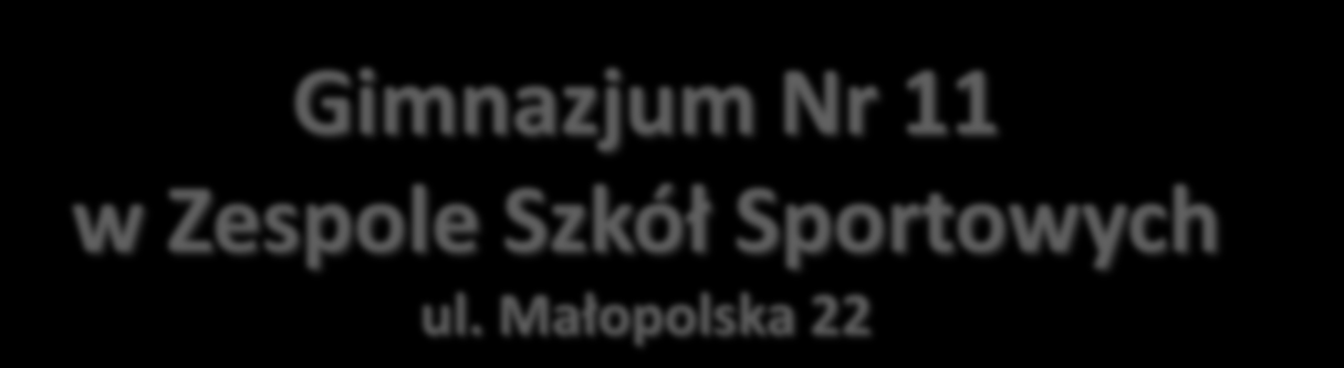 Docelowo: Gimnazjum Nr 11 w Zespole Szkół Sportowych ul.