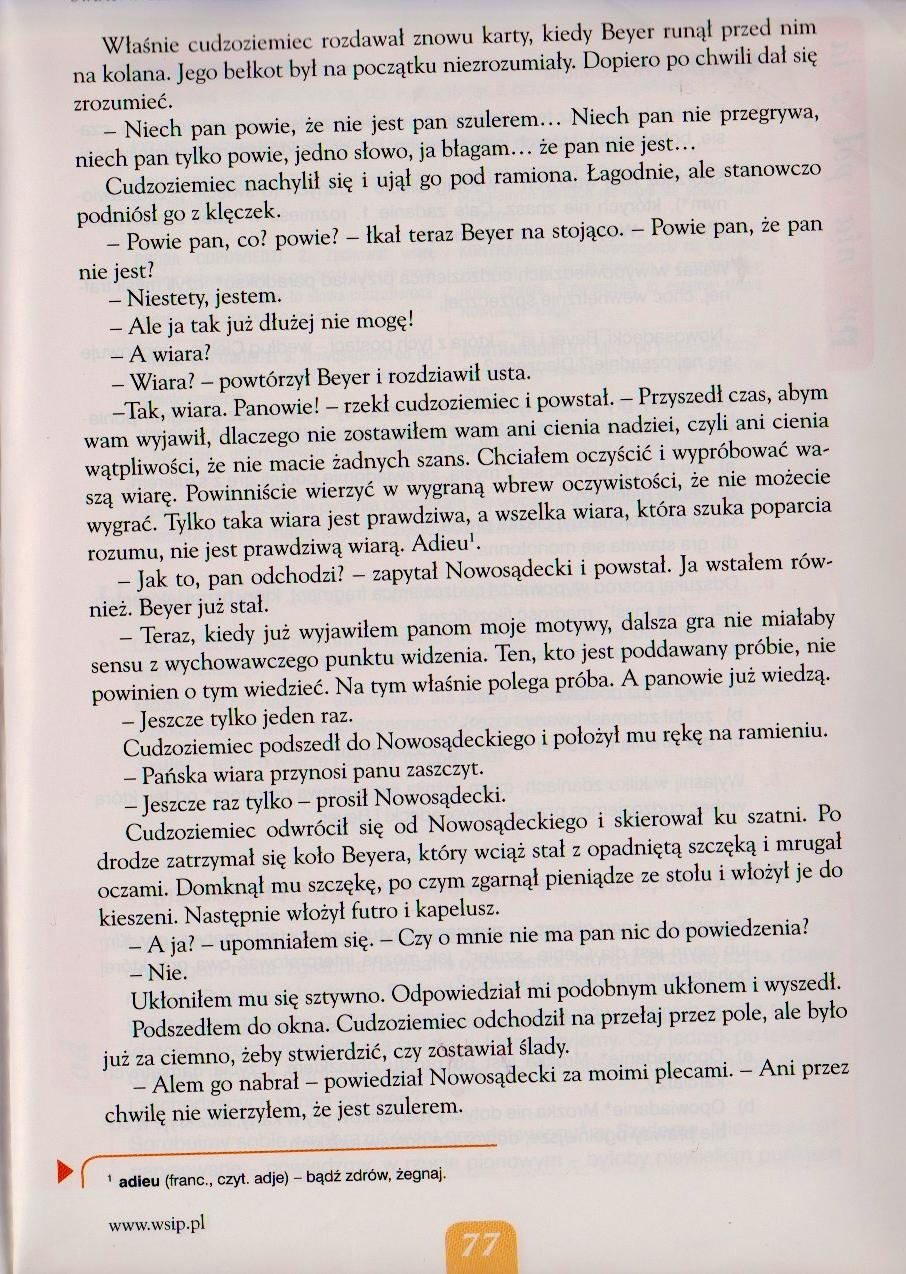 O co toczy się gra? Co wkłada do gry Szuler?