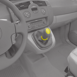DŹWIGNIA ZMIANY BIEGÓW - Hamulec ręczny Włączanie wstecznego biegu Samochody z mechaniczną skrzynią biegów: dźwignię należy przestawić zgodnie ze schematem znajdującym się na gałce 1 i, zależnie od