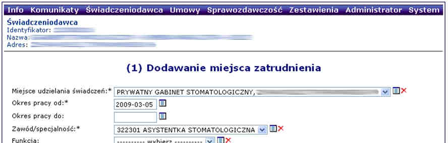 W pierwszym etapie dodawania nowego miejsca zatrudnienia