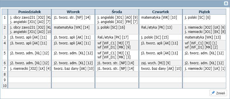 Aby wprowadzić zajęcia do planu oddziału należy: Zalogować się do systemu UONET+ jako wychowawca oddziału i uruchomić moduł Dziennik. Na karcie Dziennik kliknąć przycisk Dziennik oddziału.