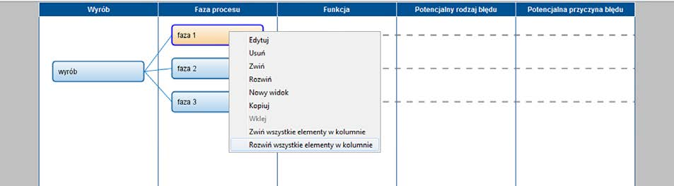 Aby rozwinąć całą kolumnę, należy kliknąć prawym przyciskiem myszy