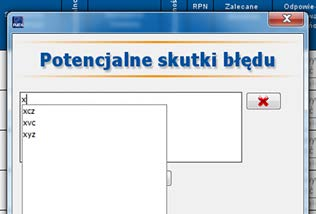 Podczas dodawania poszczególnych komórek, w oknie dialogowym rozwijają się podpowiedzi ze sformułowaniami użytymi