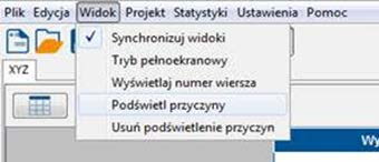 23. Podświetlanie przyczyn Funkcja umożliwia użytkownikowi dowolnie zdefiniować podświetlenie przyczyny.