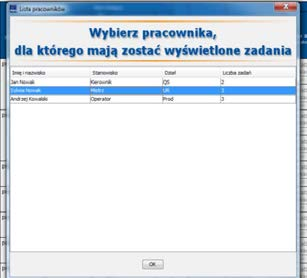 26. Generowanie listy zadań Po przypisaniu działań do osób odpowiedzialnych, w programie można wygenerować listy zadań dla poszczególnych pracowników (wcześniej zdefiniowanych w formularzu jako