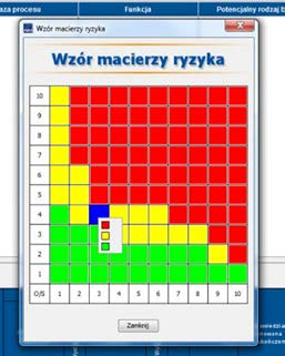 Aby dostosować macierz, należy wybrać z paska narzędzi przycisk Ustawienia następnie z listy wybrać Wzór macierzy