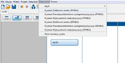 5. Kryteria oceny (S, O, D) Program posiada zapisane kryteria oceny dla Dotkliwości skutku (S), Prawdopodobieństwa wystąpienia przyczyny (O), Wykrywalności wady/przyczyny (D).