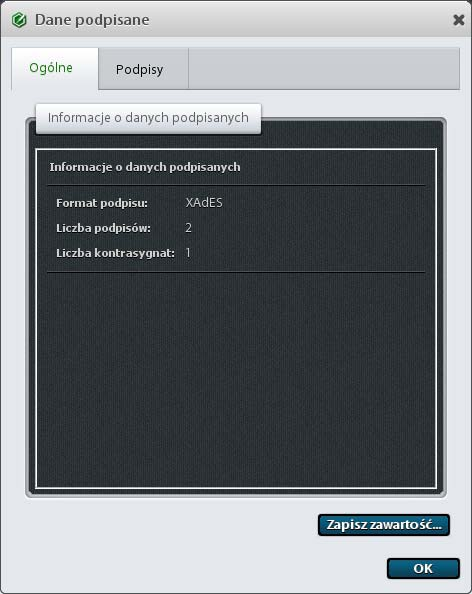 Rysunek 40 Dane podpisane - zakładka ogólne dla