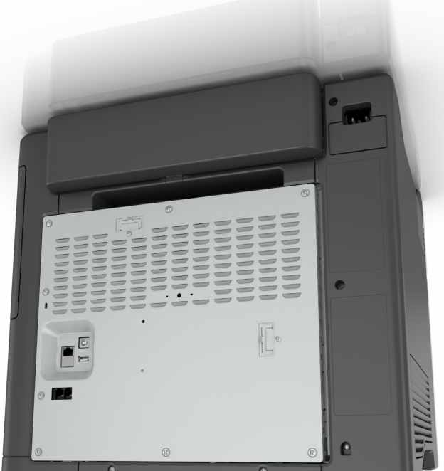 Informacje na temat drukarki 13 UWAGA NIEBEZPIECZEŃSTWO USZKODZENIA CIAŁA: Aby uniknąć ryzyka pożaru lub porażenia prądem elektrycznym, podłącz przewód zasilający do prawidłowo uziemionego, łatwo