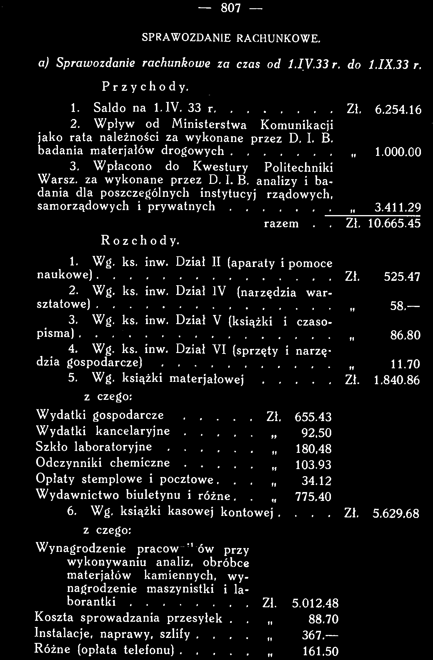 12 Wydawnictwo biuletynu i różne.. 775.40 6. Wg. książki kasowej kontowej.... Zł. 5.629.