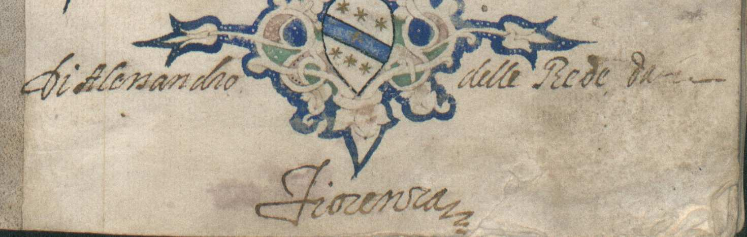 47 Herb rodziny Dell Erede (delle Rede) oraz nota proweniencyjna Alessandra delle