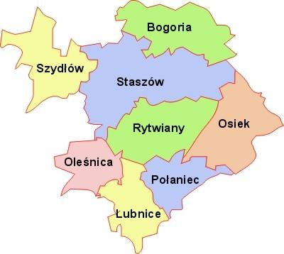 Mapa 3 Gmina Łubnice na tle mapy Powiatu Staszowskiego Źródło: www.google.
