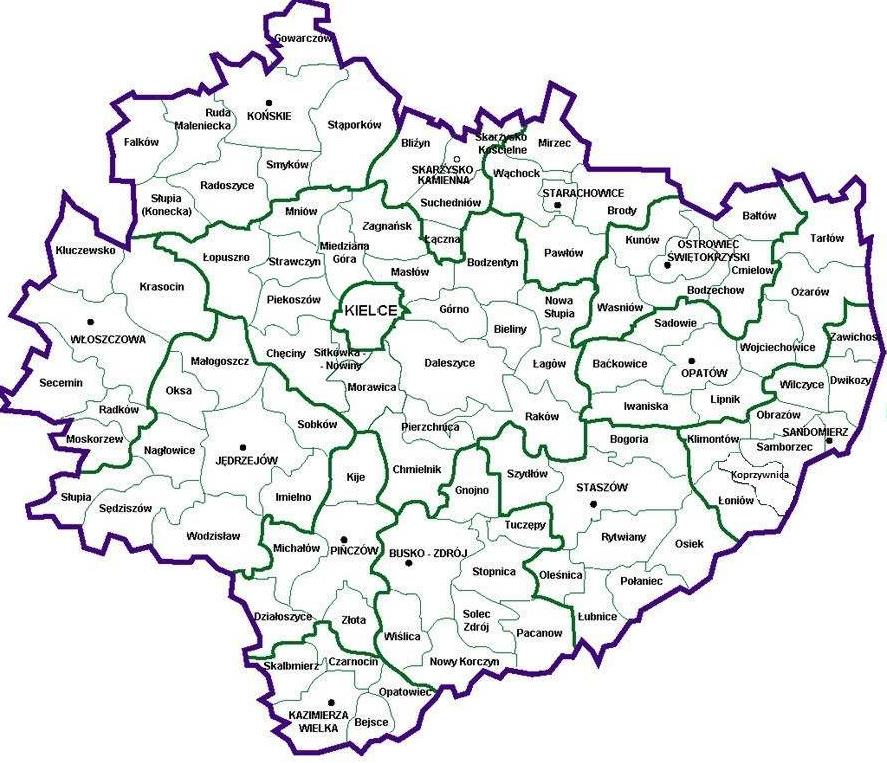 Mapa nr 1: Gmina Łubnice na tle Województwa Świętokrzyskiego Źródło: opracowanie własne 8 Krajowa Strategia Rozwoju Regionalnego 2010-2020: Regiony, Miasta, Obszary Wiejskie Najważniejszym celem