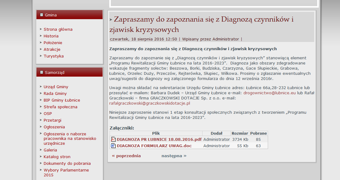 Formularz ankietowy Wykorzystanie formularza ankietowego (zgłaszania uwag) oraz fiszki rewitalizacyjnej