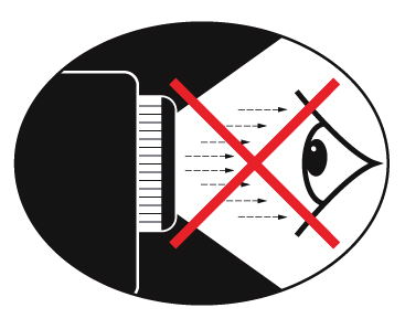 Uwaga dotycząca użytkowania Ostrzeżenia dotyczące ochrony oczu Należy unikać bezpośredniego, ciągłego patrzenia w wiązkę światła projektora. Należy maksymalnie ograniczać stawanie przodem do wiązki.