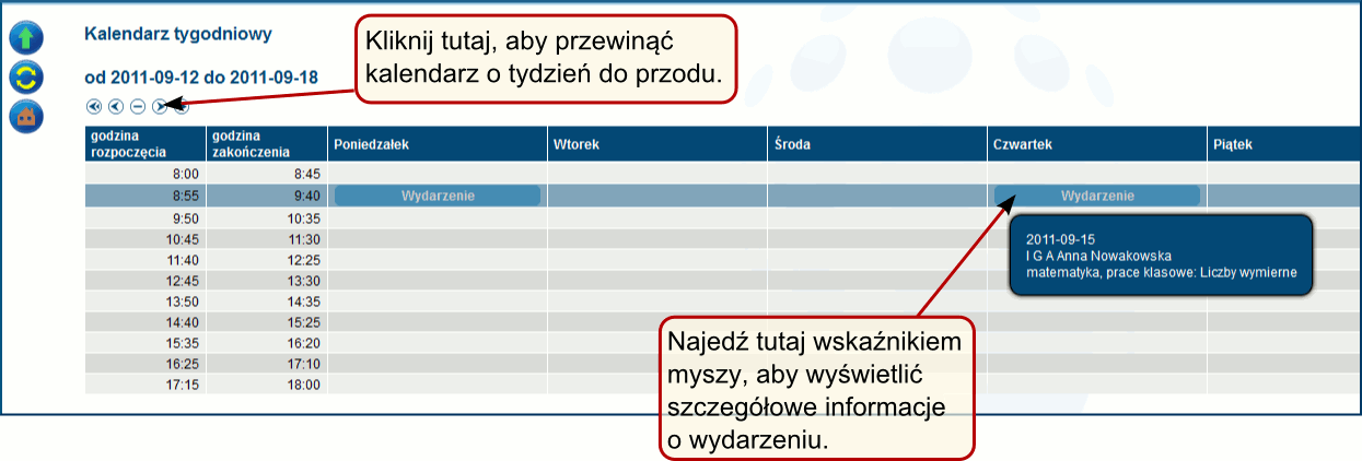 Rysunek 2.30: Okno Kalendarz tygodniowy 4.