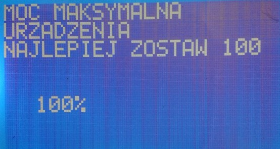 Następnie ustawia się moc