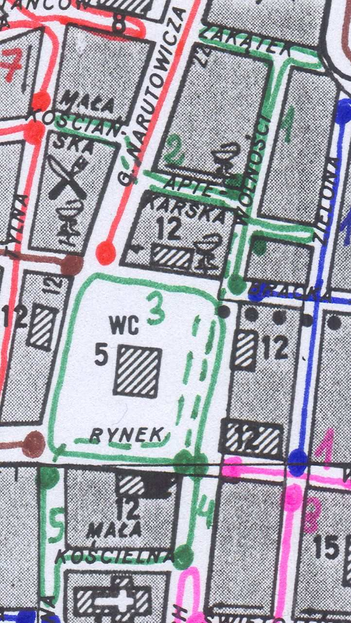 TRASA 1 STREFA 1 Wolności i Zakątek 2 Aptekarska od Narutowicza do Zielonej 3 4 Rynek 5 Leszczyńskich od Rynku do Małej Kościelnej 6 Mała