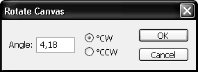 8) najpierw zaznacz jedną z dostępnych tam opcji: CW (w prawo) najczęściej wybierana, obracająca obraz w prawo, lub CCW (w lewo), a następnie kliknij przycisk