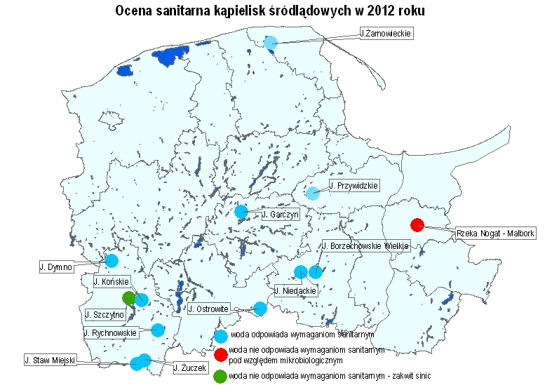 Sezon kąpielowy we wszystkich gminach został określony uchwałą rad gmin i obejmował następujące okresy: Lp Gmina Nazwa kąpieliska Akwen Początek trwania sezonu Koniec trwania sezonu 1 gm.