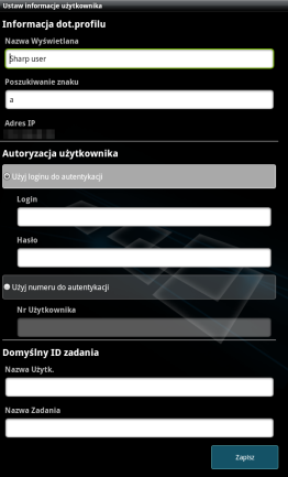 5 Ustawienia użytkownika 5 Ustawienia użytkownika Skonfiguruj informacje o użytkowniku opisywanej aplikacji. Wskaż Ustawienia w oknie głównym, a następnie wskaż Ustawienia użytkownika.