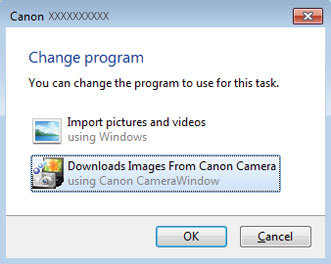 Aby podłączyć aparat do komputera, wykonaj instrukcje opisane w punkcie w podrozdziale Instalowanie oprogramowania (= ). Włącz aparat, aby uzyskać dostęp do okna CameraWindow.
