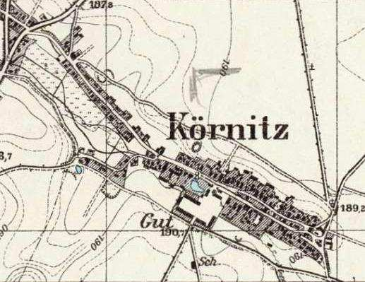Układ przestrzenny na mapie z 1931 r. Zabudowa wsi.