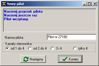 6 SATEL Rysunek 4. Okno dodawania nowych pilotów w programie DLOAD10. 4. Wybra, iloma kana ami ma sterowa pilot (por. Tabela 1). 5. W razie potrzeby wprowadzi nazw dla pilota. 6.