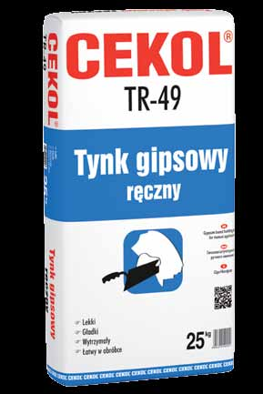 ręczny tynk na bazie gipsu około 14,0 l wody na worek 25 kg około 2 h w zależności od grubości warstwy, orientacyjnie 10 kg/ m² przy warstwie 10 mm; 1 kg to